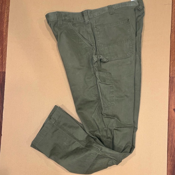Mens Army Green Carhartt Carpenter Pants Size 38 x 34 Relaxed Fit - Picture 4 of 16